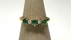 【ダイヤモンド】リング 8号 K18 0.07ct エメラルドグリーン