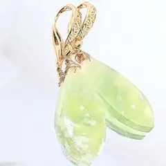 【1点物♡】インド翡翠×アンティーク調フックピアス　14kgf
