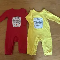 トマトケチャップ&イエローマスタード　双子ロンパース