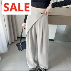 レディースエプロン付きパンツ　ライトグレー ラップパンツ Mサイズ　新品　人形