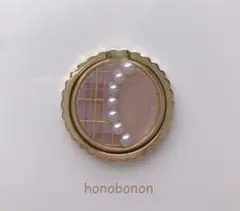 パール チェック ベージュ ハンドメイド スマホリング