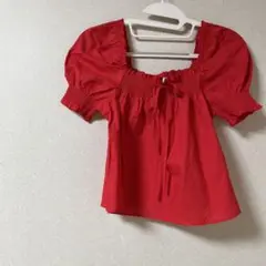 ☆☆☆【最終価格】【未使用】H&M レディースブラウス　レッド　ショート丈