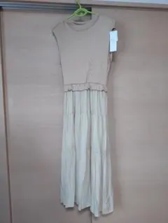 ノースリーブ　リブ編みワンピース