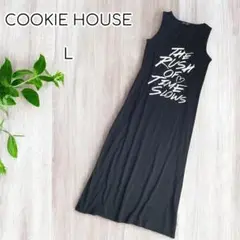 COOKIE HOUSE ノースリーブロングワンピース　ルームウェア　ロゴ　L