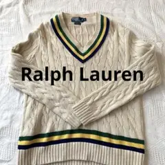 ポロ ラルフローレン ケーブルニット セーター プルオーバー ベージュ L XL