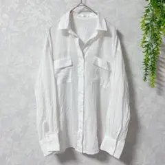 ❤︎値下げ【イッカ】綿100% 長袖白シャツ M ゆったりポケット付き 冷房対策