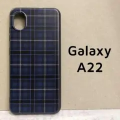 Galaxy A22 5G ブルー チェック カバー