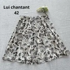 美品♪ルイシャンタン【42】花柄総柄シフォンタックプリーツスカート 日本製 上品