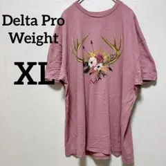 Delta Pro Weight【XL】Tシャツ くすみピンク 花 イラスト