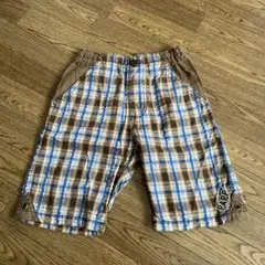 PAPP サッカー生地チェック柄 半ズボン