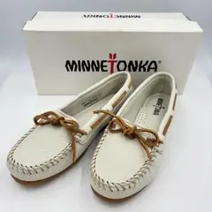 美品✨ミネトンカ モカシン ホワイト ブラウン 22.5cm