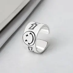 ◆新品◆S925シルバー☆にこちゃんリング☆スマイリー☆ビンテージ風指輪