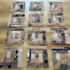 柿渋染め手拭い　パッチワーク生地 14