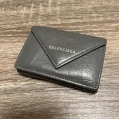 美品 バレンシアガ ペーパー ミニ ウォレット 三つ折り財布 レザー