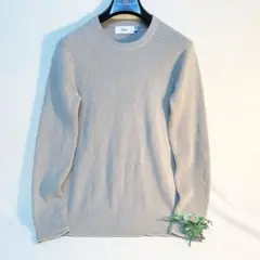 アズール AZUL グレージュ クルーネック ニット Sサイズ 美品 袖口がいい