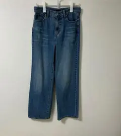 【美品】UNIQLO ユニクロ　ワイドストレートジーンズ　26 ブルー