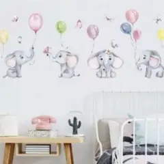ウォールステッカー　子供部屋　象　バルーン　リメイク　インテリア　壁 かわいい