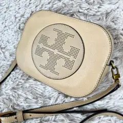 トリーバーチ ミニショルダーバッグ デカロゴ ライトベージュ