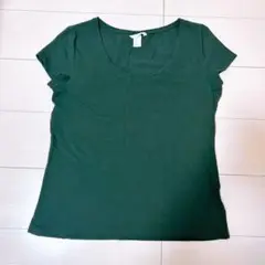 H&M BASIC 半袖　Tシャツ　深緑　グリーン　L
