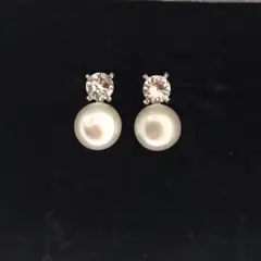淡水パールピアス 本物真珠 シルバー925 ダイヤ