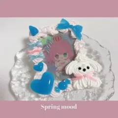 #031 ホイップデコトレカケース B8縦入れ ピンク×水色 おすわりわんわん