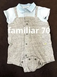 familiar ロンパース 70 グレー/水色