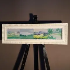 手書き油絵 ４枚組 風景画 額付 肉筆絵画 インテリア 油彩画