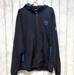 Under Armour フード付きナイロンジャケット XL ブラック×ブルー