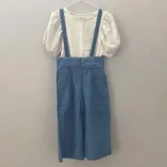 【グローバルワーク】デニム風サロペット　 パフスリーブ半袖Tシャツ　110