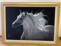 絵画 額装 馬 ペルシャ絨毯 アリナサプ タブリーズ アンティーク ホース