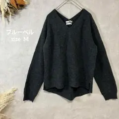 エム ブルーベル ウールカシミヤ 長袖ニット グレー Vネックセーター 1644