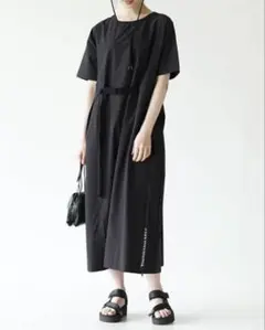 【美品】THOUSAND MILE ウエストアジャスト付き 半袖ワンピース