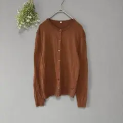 無印良品［M］美品✨薄手なめらか　ウールシルク混クルーネックカーディガン　長袖