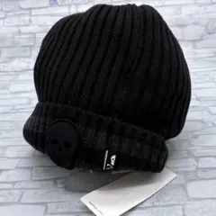 MARK&LONA 黒 ビーニー スカルワッペン付き ニット帽