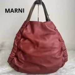 ✨激レア✨ MARNI トートバッグ バルーンバッグ レザー 赤 ロゴ