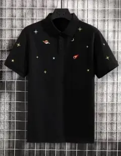 新品未使用 宇宙柄 シャツ 襟付き 長袖 ユニセックス 星柄 銀河 プリント