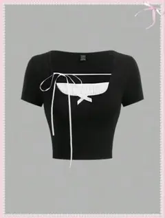 shein クロップトップス 黒 バレエコア シズニルック