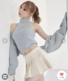 新品タグ付き TITTY&CO. ショルダーカットタートルネックニットトップス