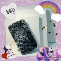 f新品☆安心メルカリ便☆ 手触りフワフワ☆サラサラ☆ファー財布☆レオパード柄☆b