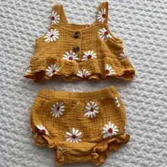 【値下げ】SHEIN ベビー花柄プリント　フリルキャミブルマ 74サイズ