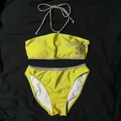 adidas セパレート水着 バンドゥ ビキニ イエロー 黄緑 リボン 紐