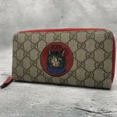 極美品✨GUCCI ミスティックキャット GGスプリーム ラウンドジップ 長財布