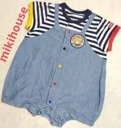 mikihouse　ホットビスケッツ　半袖ロンパース　綿100%　ボーダー