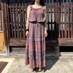 sea NewYork インポートロングドレスワンピース 花柄 ティアード