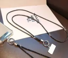 【訳あり】新品　ブラック✧ ショルダータイプストラップ　スマホ　キラキラ 　黒