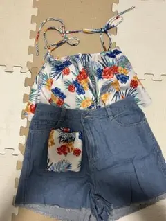RUSTY フローラルタンクトップ＆デニムショートパンツセット