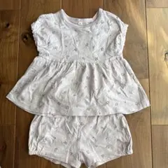 花柄トップス　ショートパンツセット 100 オルソブルー　プティマイン
