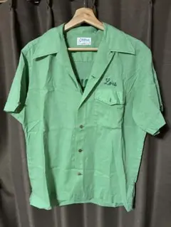 70's ヒルトン　Hilton ボーリングシャツ　M 黄緑
