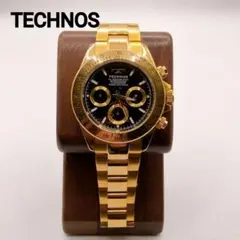 TECHNOS クロノグラフ T4684 ゴールド 動作品 クォーツ テクノス