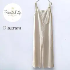 【ダイアグラム】オールインワン サロペット ワイドパンツ オーバーオール S 白
